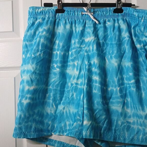 Lands' End blue white elastic drawstring waist swim trunks Sz XXL NWOT - Picture 3 of 5